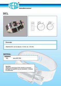 Objemka za cevi dcl specifikacije in dimenzije