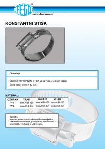 Cevna objemka konstantni stisk