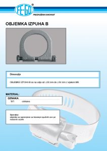 Cevna objemka izpuha specifikacije