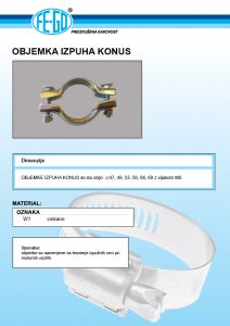 Cevna objemka izpuha specifikacije