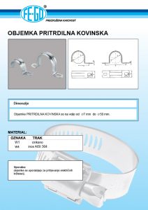 Cevna objemka specifikacije in dimenzije
