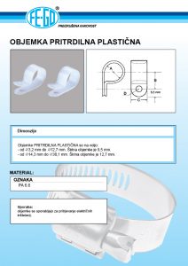 Cevna objemka pritrdilna plastična specifikacije